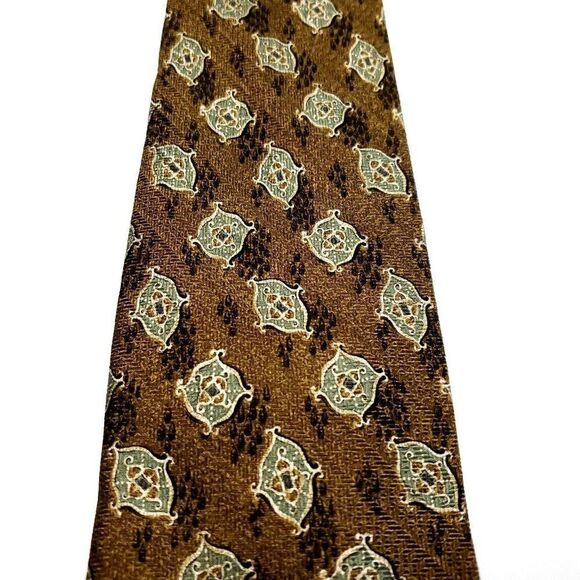 Joseph Abboud Silk Tie Textured Brown Geometric‎ - Picture 2 of 6